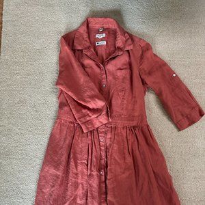 Malvin Peach Linen Shirt Dress